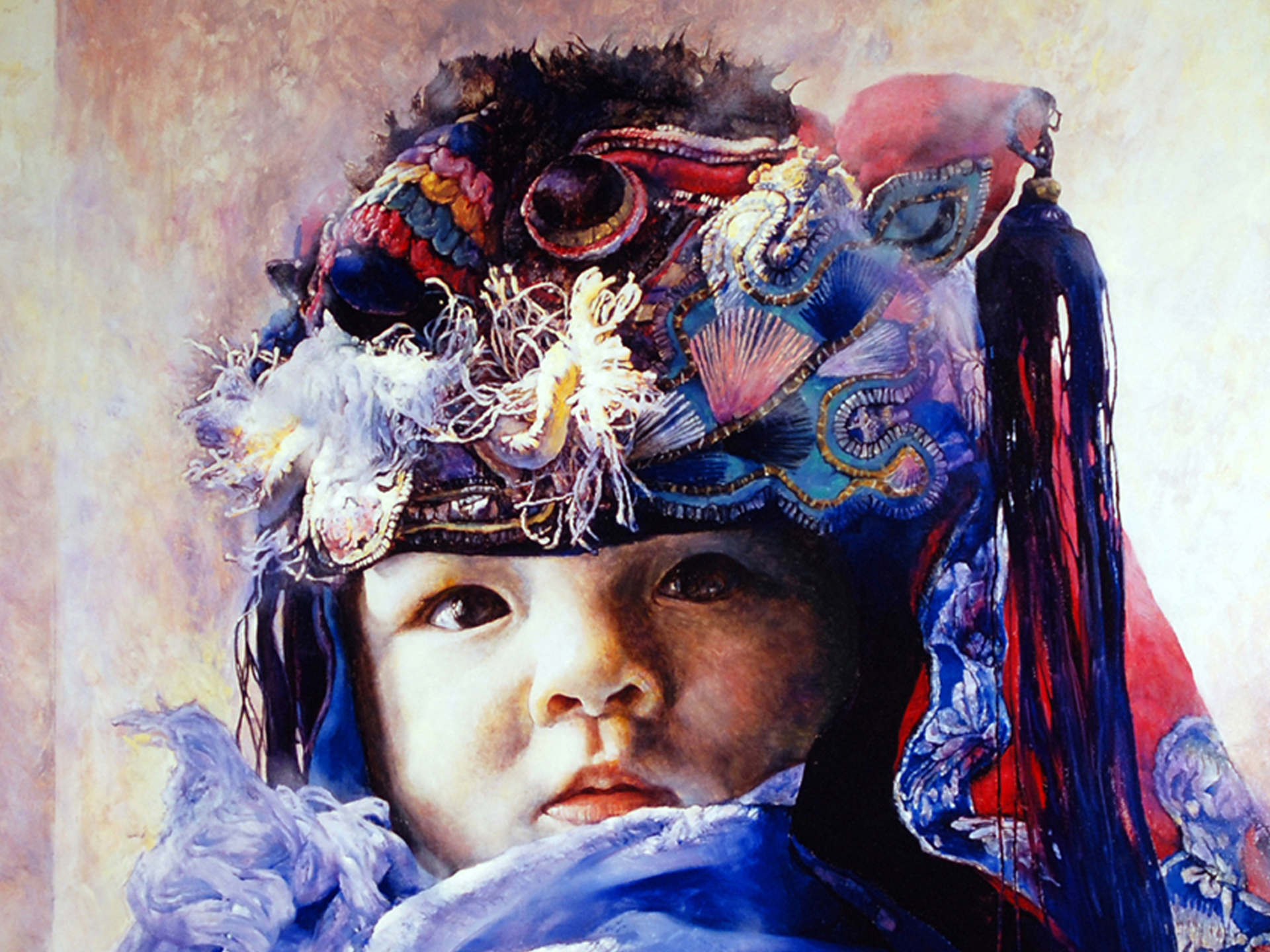 Print, "Baby in Blue" by Liu Derun
