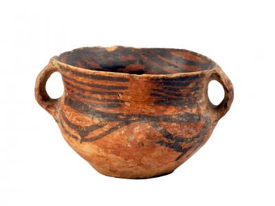 Chinese Painted Clay Pot With Handles