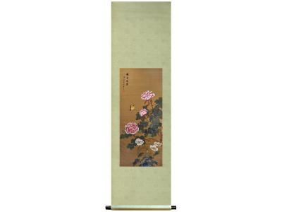 Chinese Scroll Painting, "Peonies"