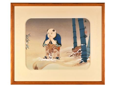  Uchida Japanese woodblock print, "Winter Landscape"