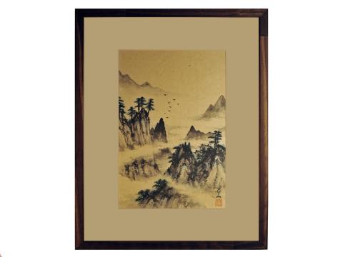 Korean Watercolor, "Hillside Temples"