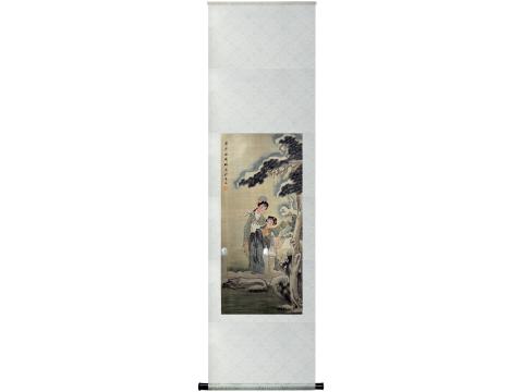 Chinese Scroll Painting, "Mother & Daughter"